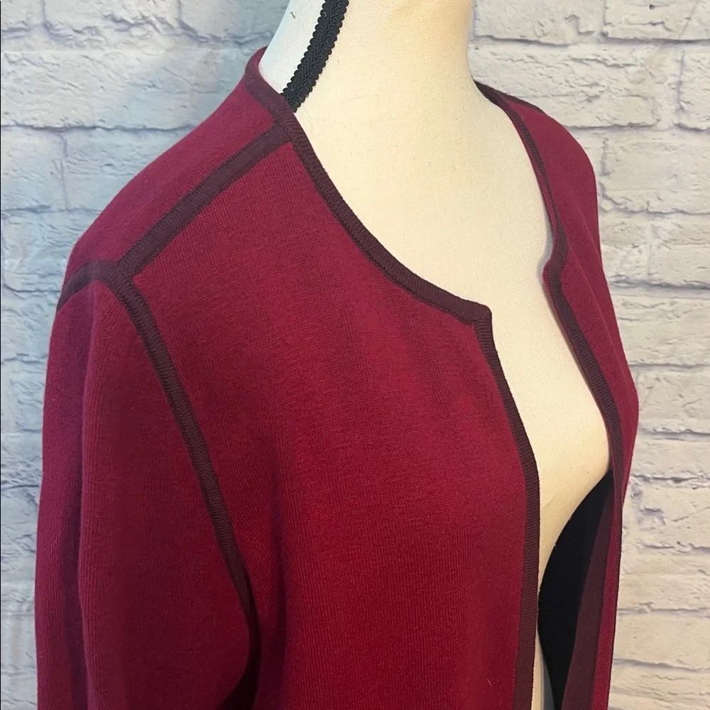 Chico’s Reversible Coat Cardigan Contrast Piping Topper Open Front Chicos 3 XL